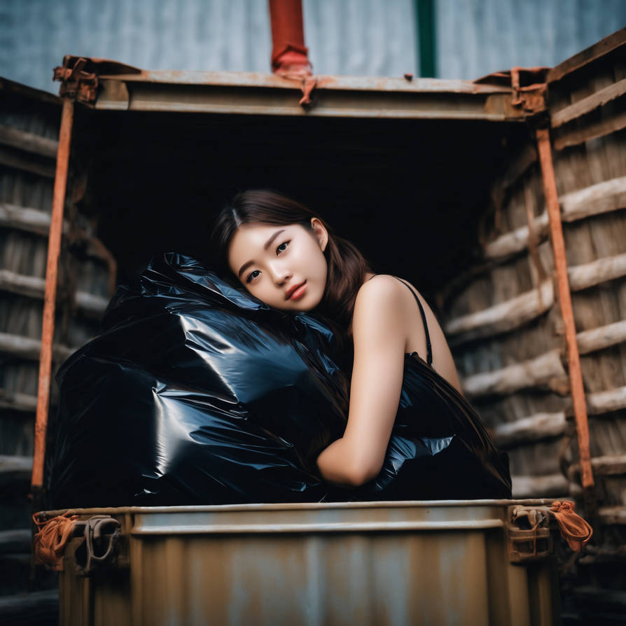 Girl in dumpster with trash bag 29 by gtbag on DeviantArt