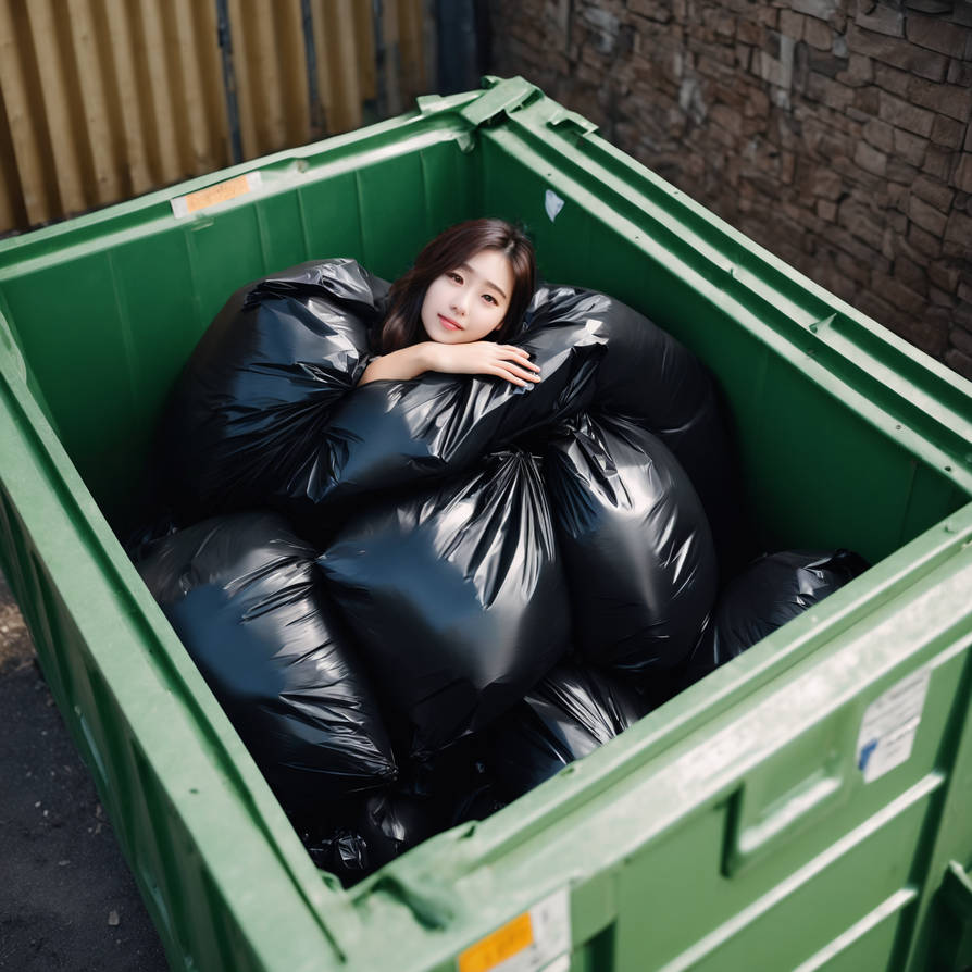 Girl in dumpster with trash bag 30 by gtbag on DeviantArt