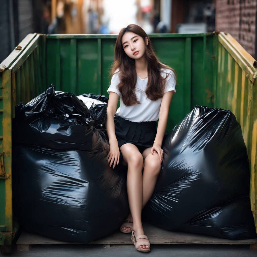 Girl in dumpster with trash bag 34 by gtbag on DeviantArt