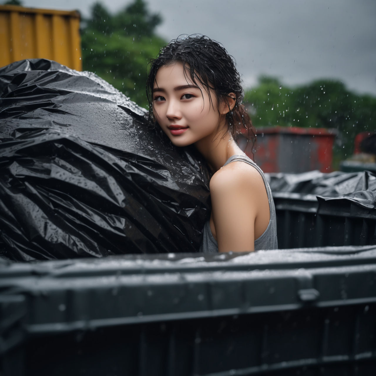 Girl in dumpster with trash bag 42 by gtbag on DeviantArt