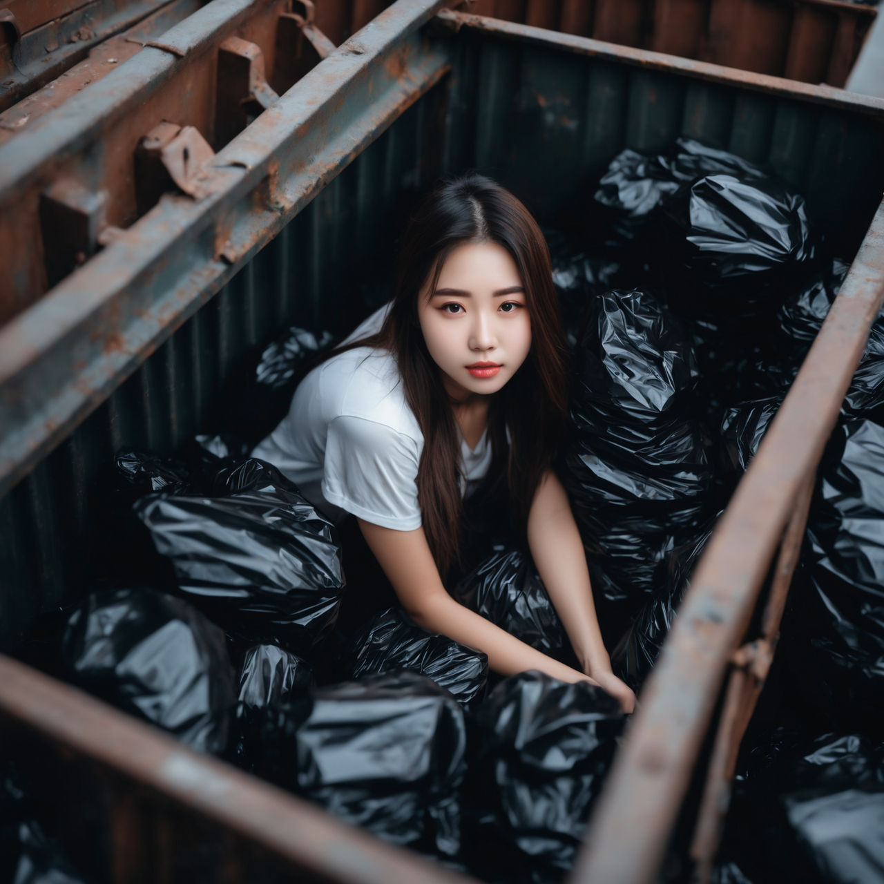 Girl in dumpster with trash bag 46 by gtbag on DeviantArt