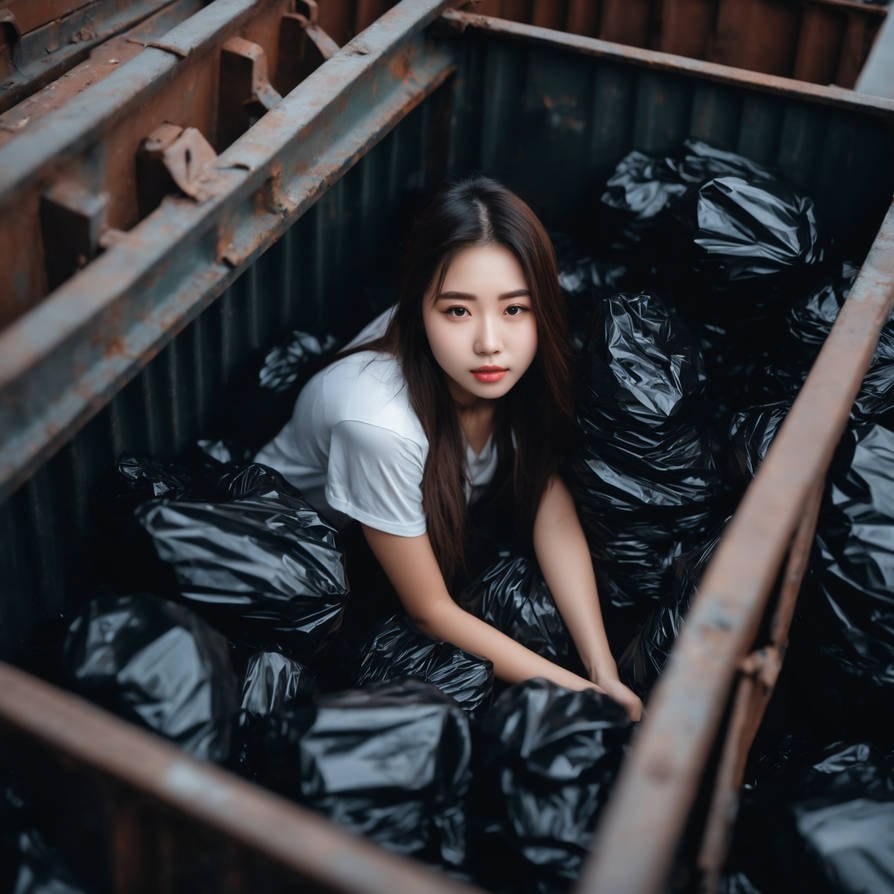 Girl in dumpster with trash bag 46 by gtbag on DeviantArt