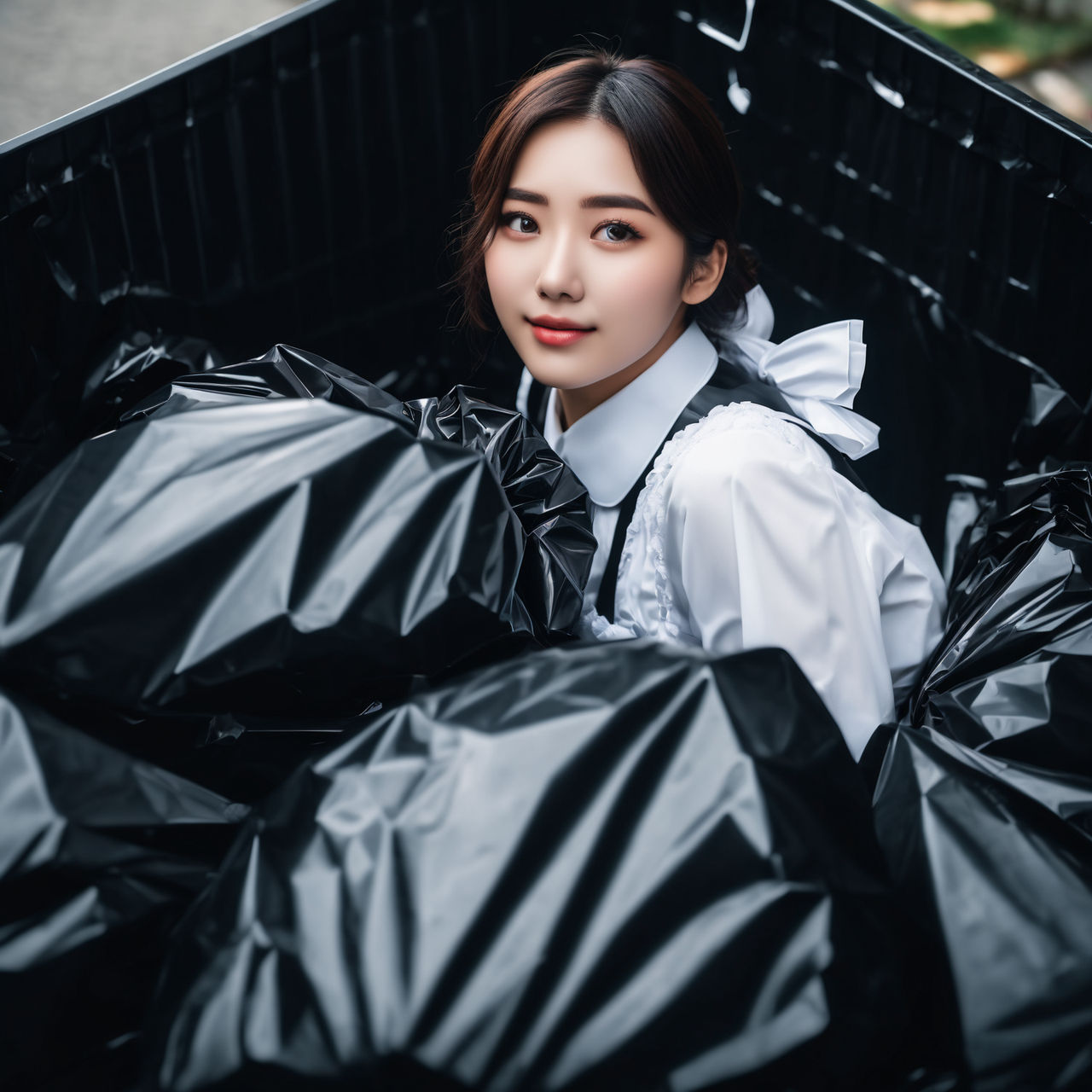 Girl in dumpster with trash bag 56 by gtbag on DeviantArt