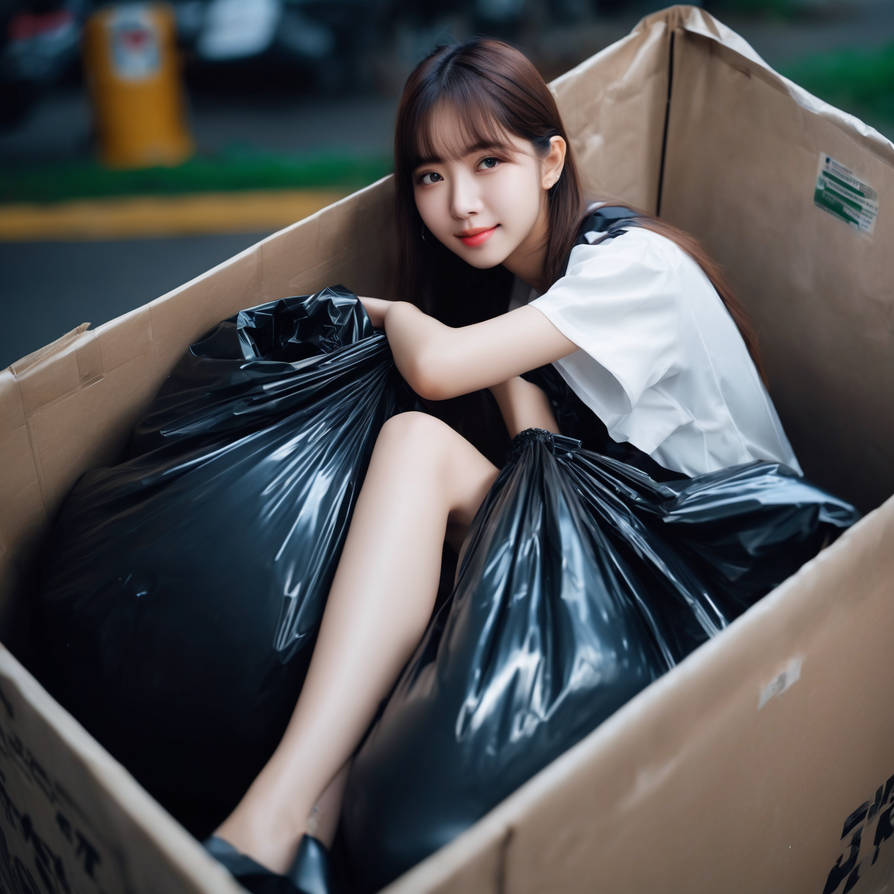 Girl in dumpster with trash bag 65 by gtbag on DeviantArt