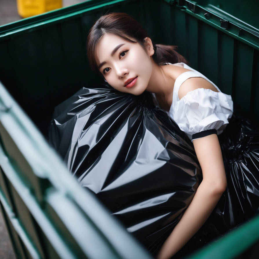 Girl in dumpster with trash bag 77 by gtbag on DeviantArt
