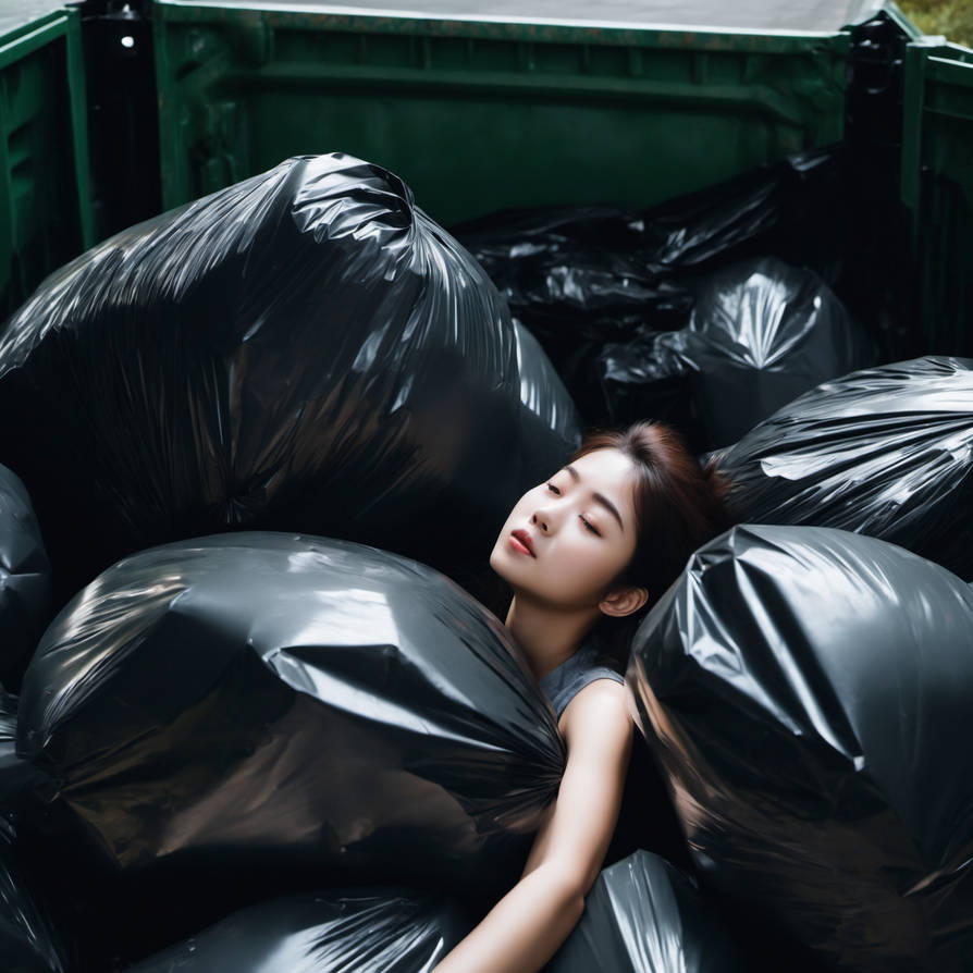 Girl in dumpster with trash bag 82 by gtbag on DeviantArt