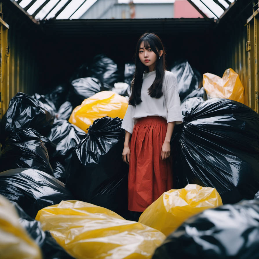 Girl in dumpster with trash bag 98 by gtbag on DeviantArt