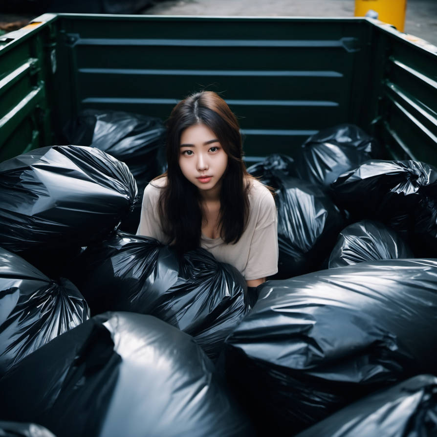 Girl in dumpster with trash bag 99 by gtbag on DeviantArt