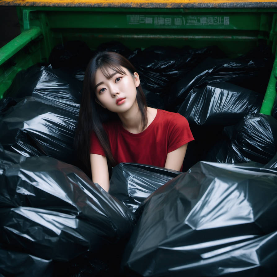 Girl in dumpster with trash bag 101 by gtbag on DeviantArt