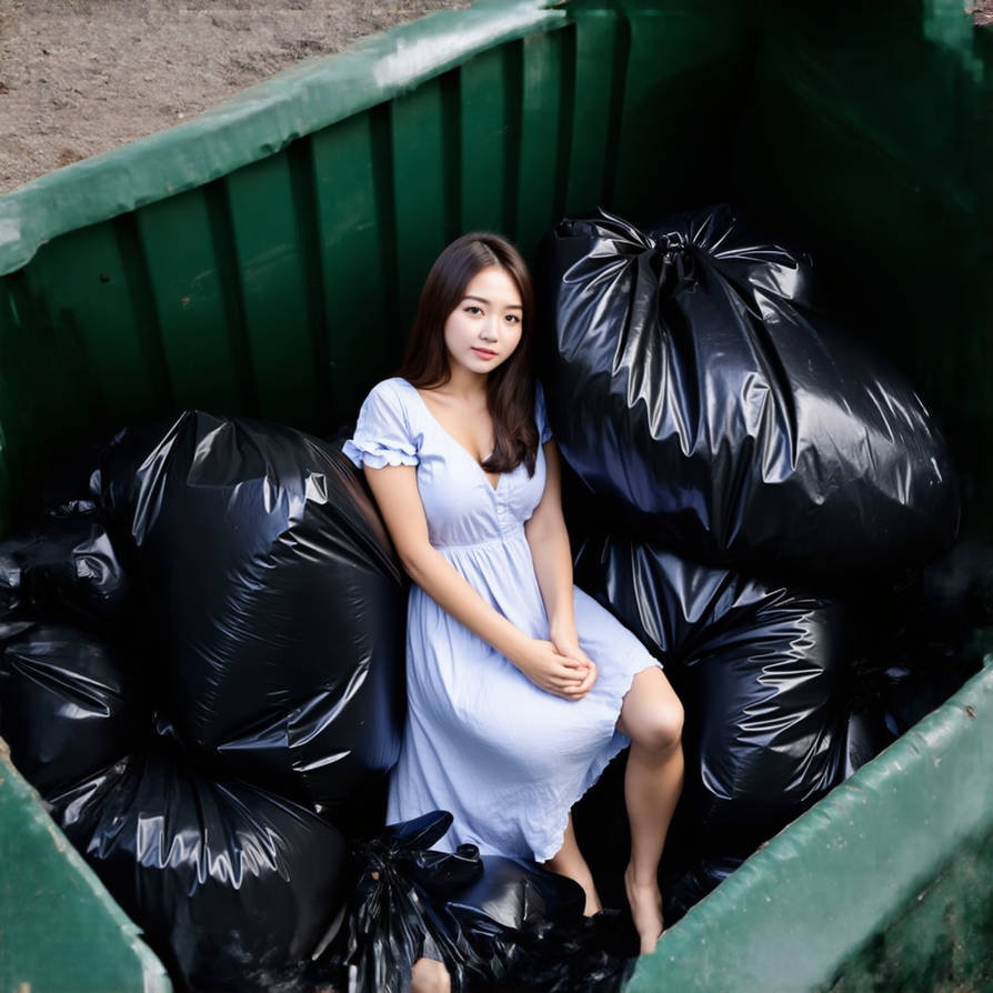 Girl in dumpster with trash bag 103 by gtbag on DeviantArt