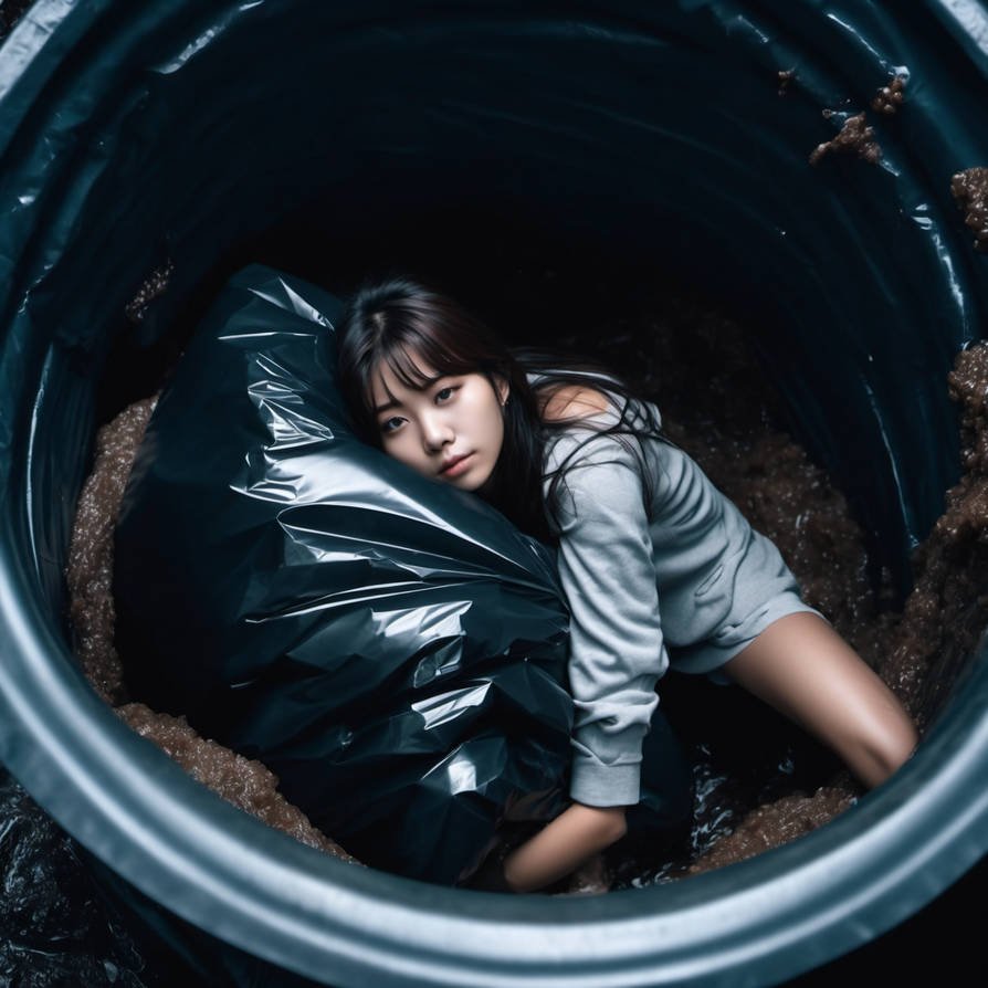 Girl in dumpster with trash bag 134 by gtbag on DeviantArt