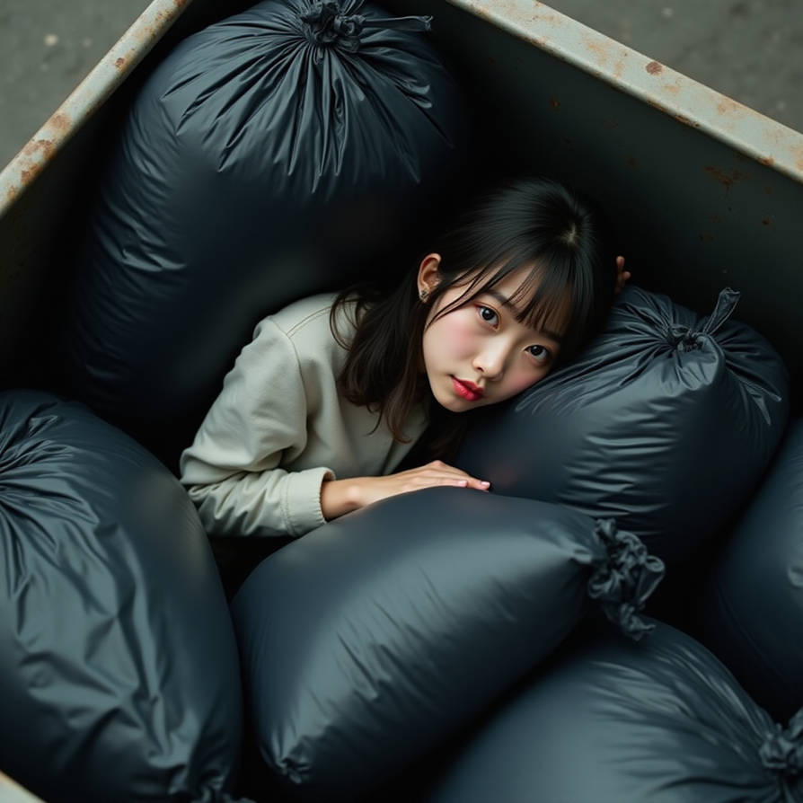 Girl in dumpster with trash bag 148 by gtbag on DeviantArt