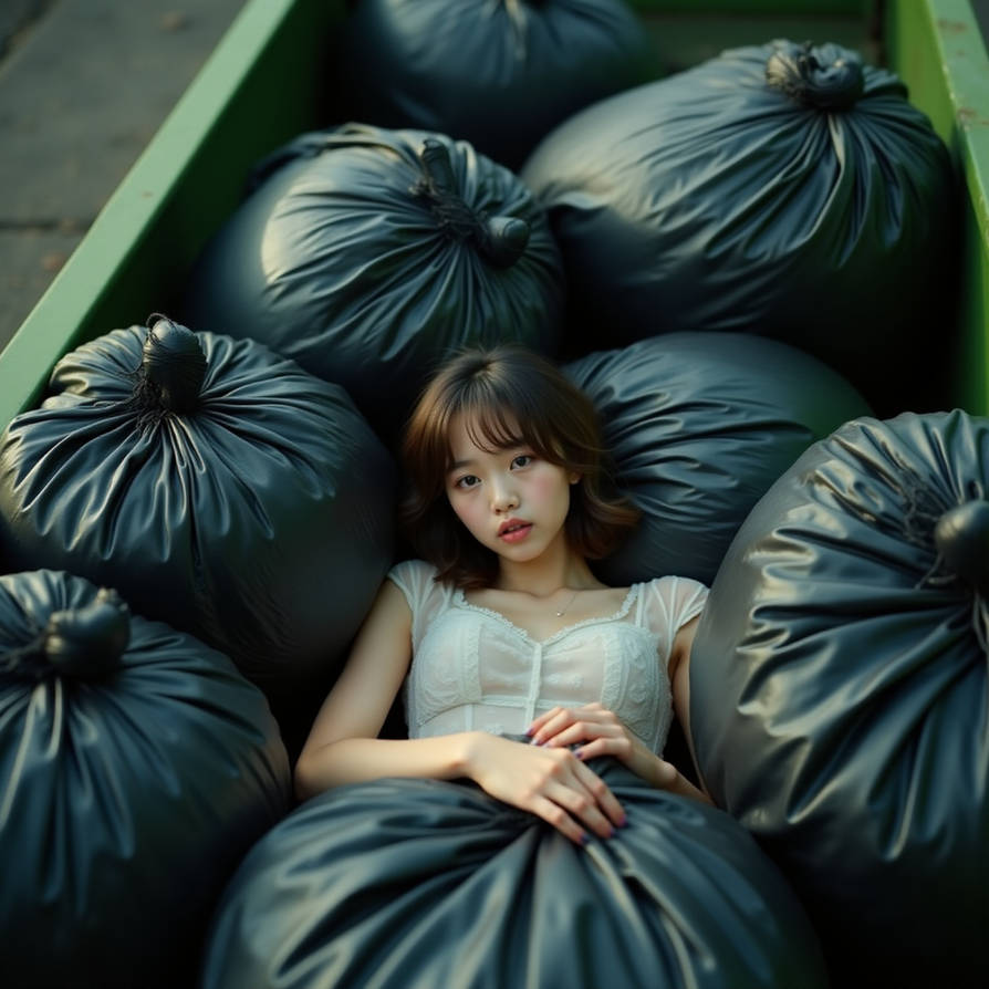 Girl in dumpster with trash bag 150 by gtbag on DeviantArt