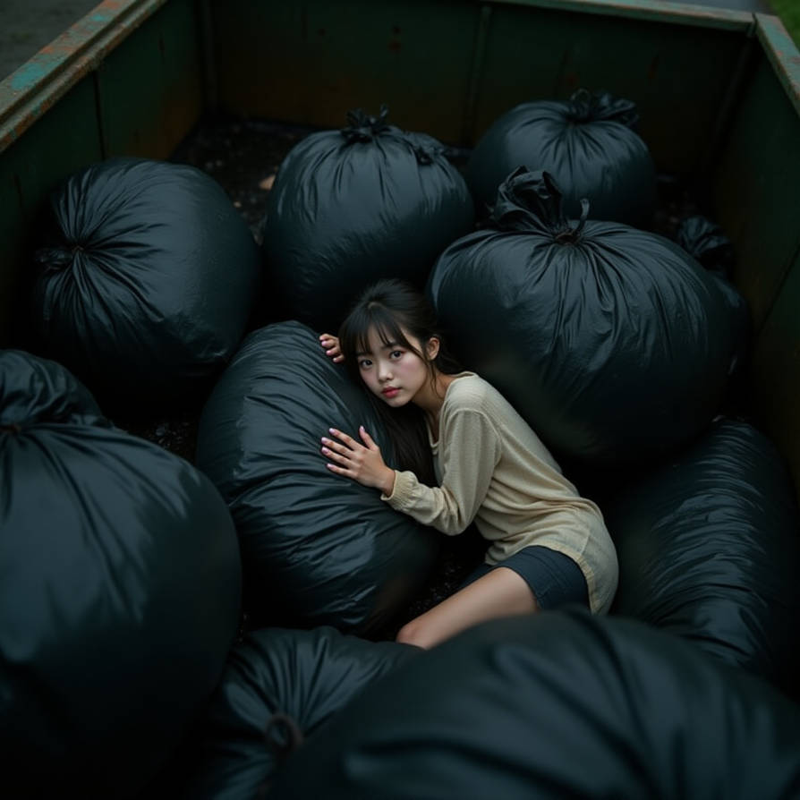 Girl in dumpster with trash bag 160 by gtbag on DeviantArt