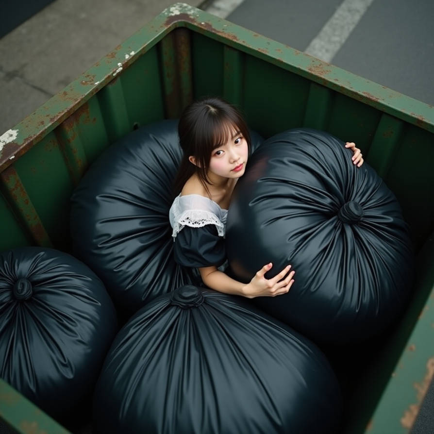 Girl in dumpster with trash bag 171 by gtbag on DeviantArt
