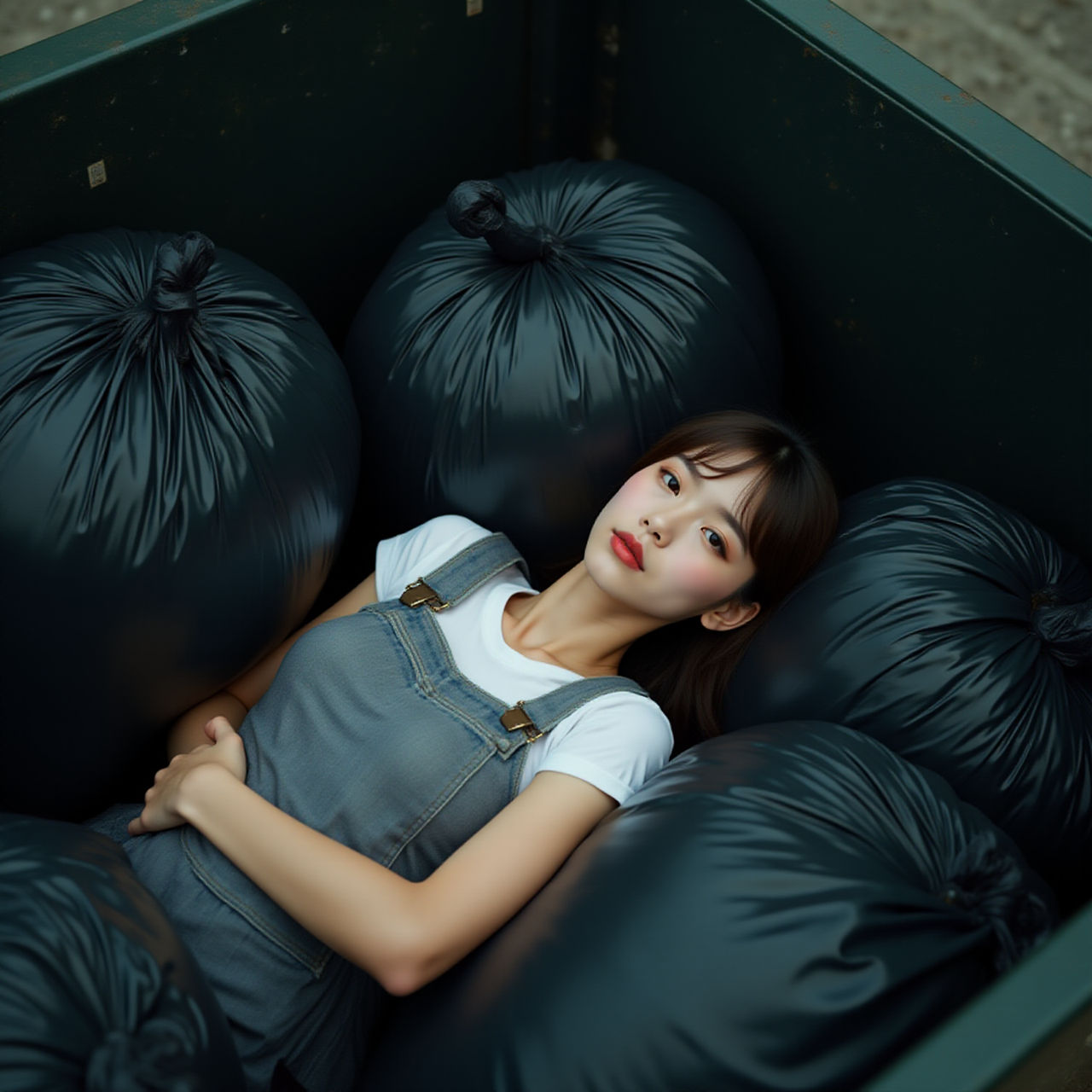 Girl in dumpster with trash bag 182 by gtbag on DeviantArt