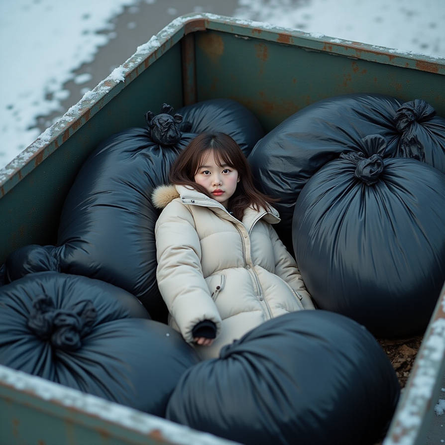 Girl in dumpster with trash bag 191 by gtbag on DeviantArt