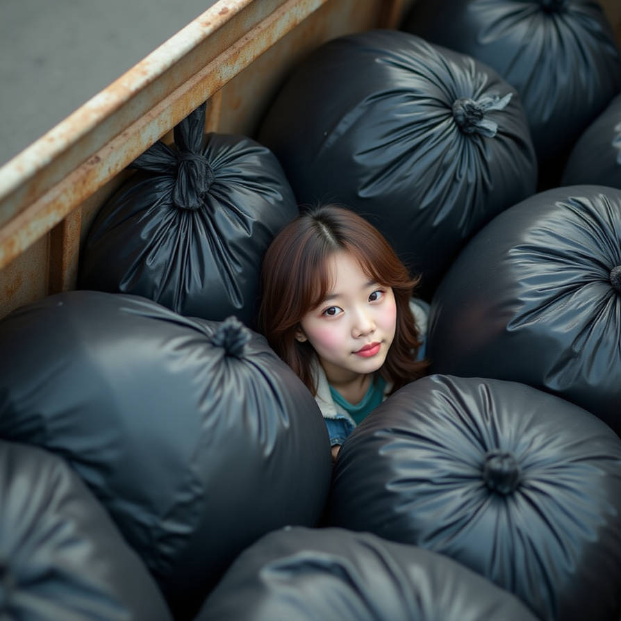 Girl in dumpster with trash bag 193 by gtbag on DeviantArt