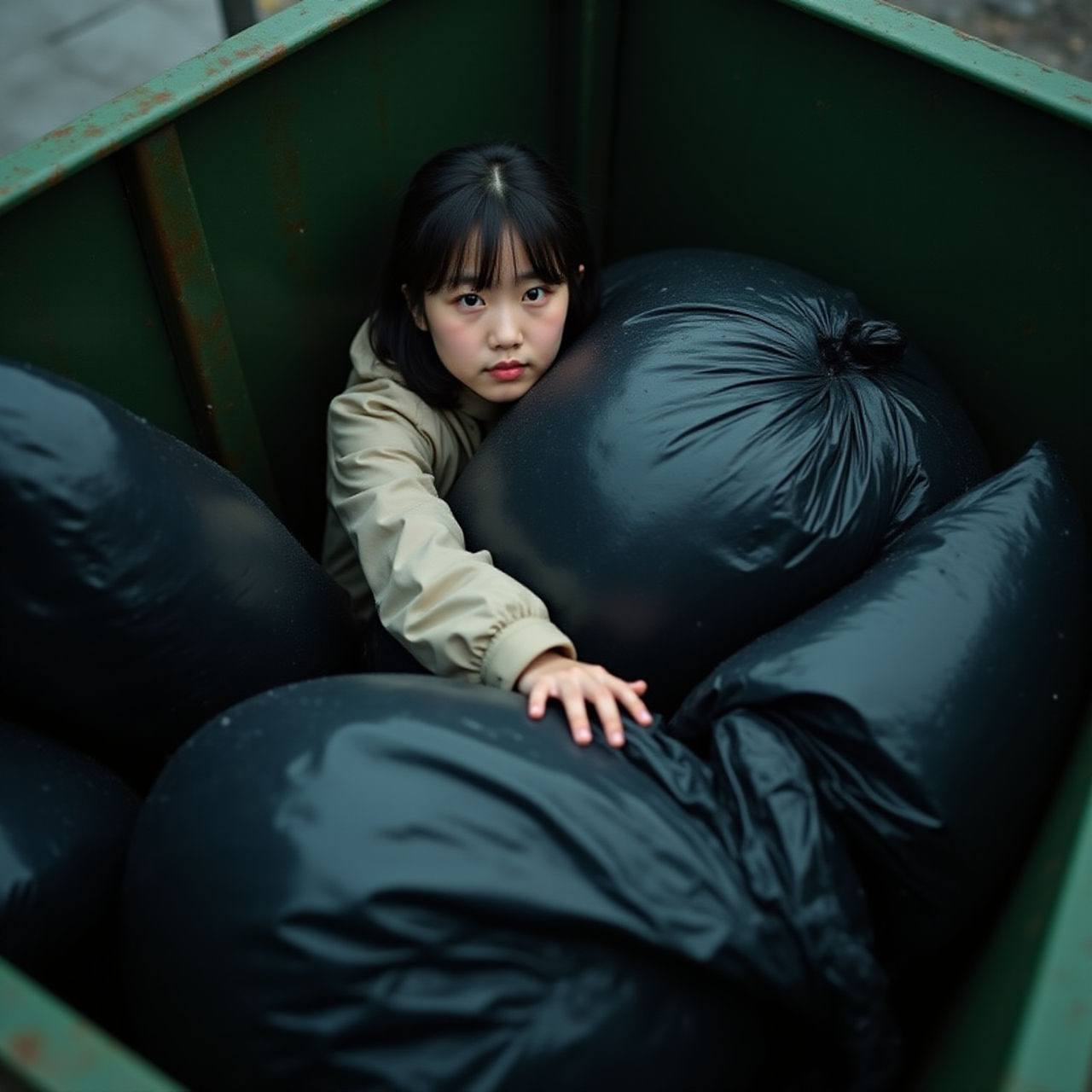 Girl in dumpster with trash bag 202 by gtbag on DeviantArt