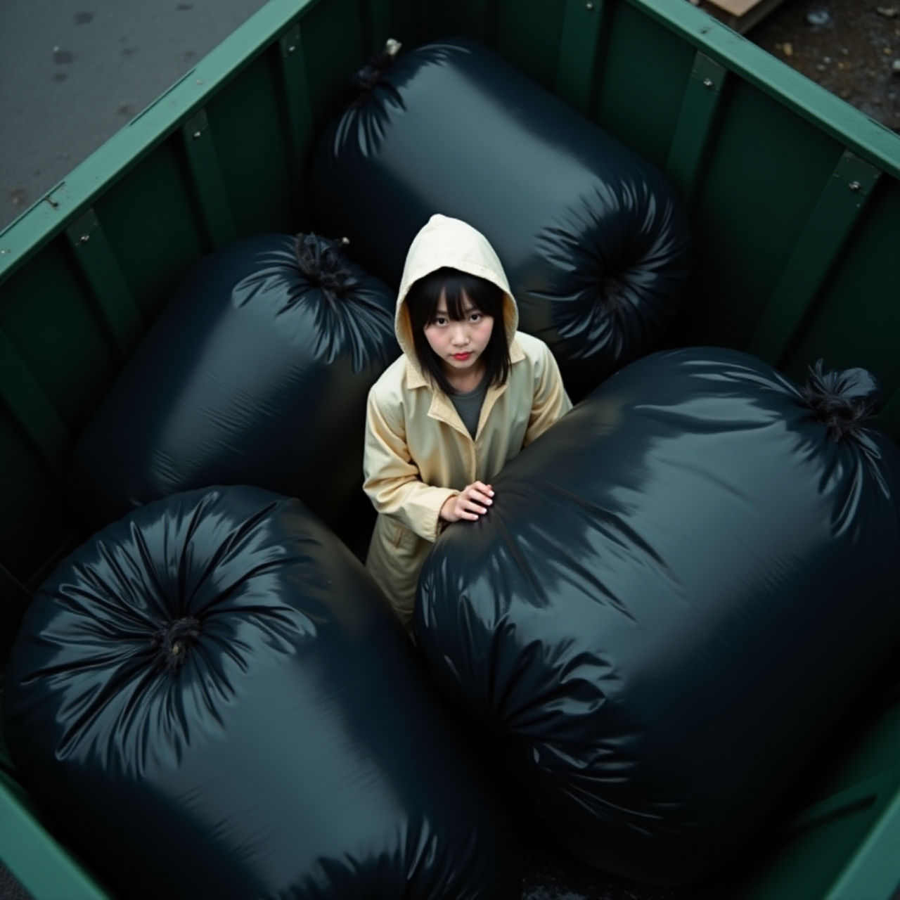 Girl in dumpster with trash bag 205 by gtbag on DeviantArt