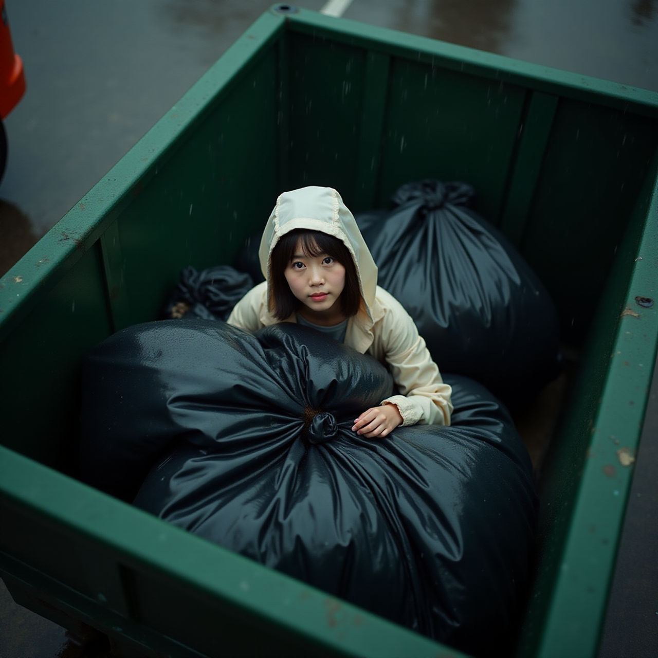 Girl in dumpster with trash bag 208 by gtbag on DeviantArt