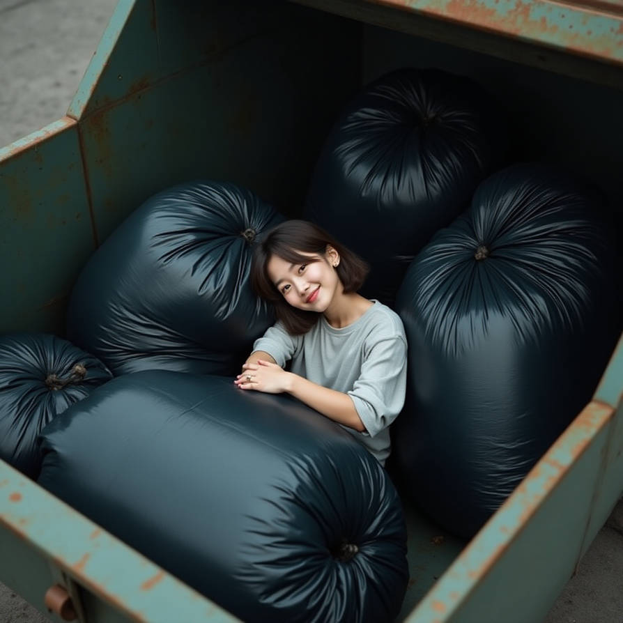 Girl in dumpster with trash bag 221 by gtbag on DeviantArt