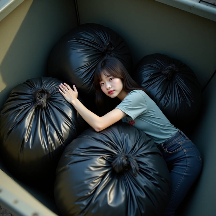 Girl in dumpster with trash bag 225 by gtbag on DeviantArt