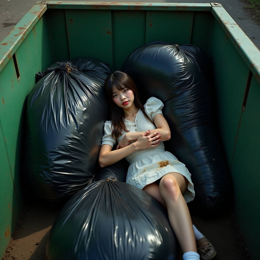 Girl in dumpster with trash bag 229 by gtbag on DeviantArt
