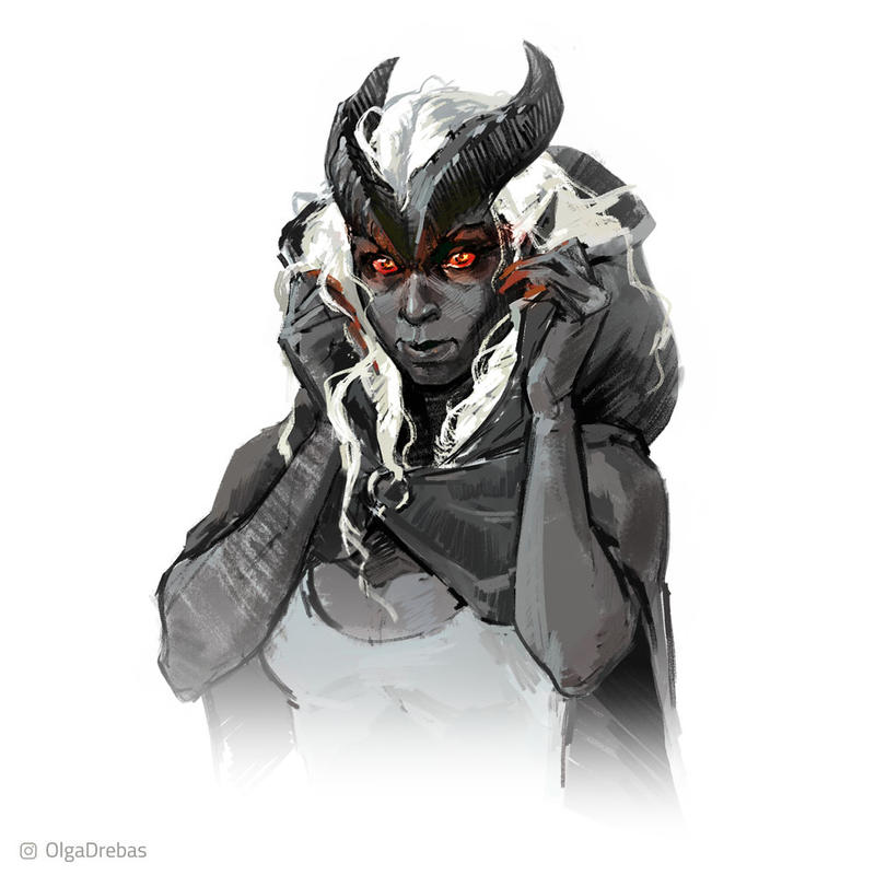 Tiefling sketch by OlgaDrebas