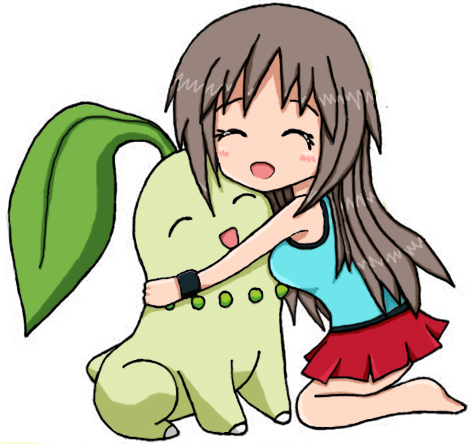 Pokemon Blue and Chikorita