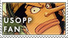 A stamp of Usopp from One Piece. Text reads: Usopp Fan.