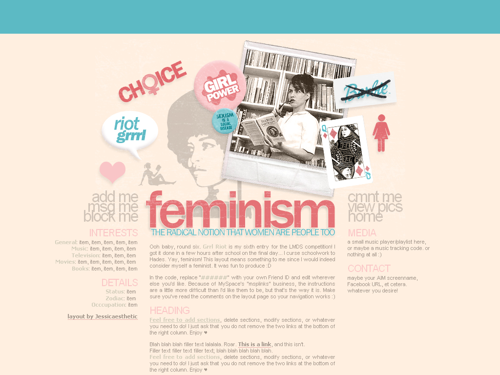 Feminism MySpace layout