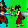 Aang , Toph, and Katara