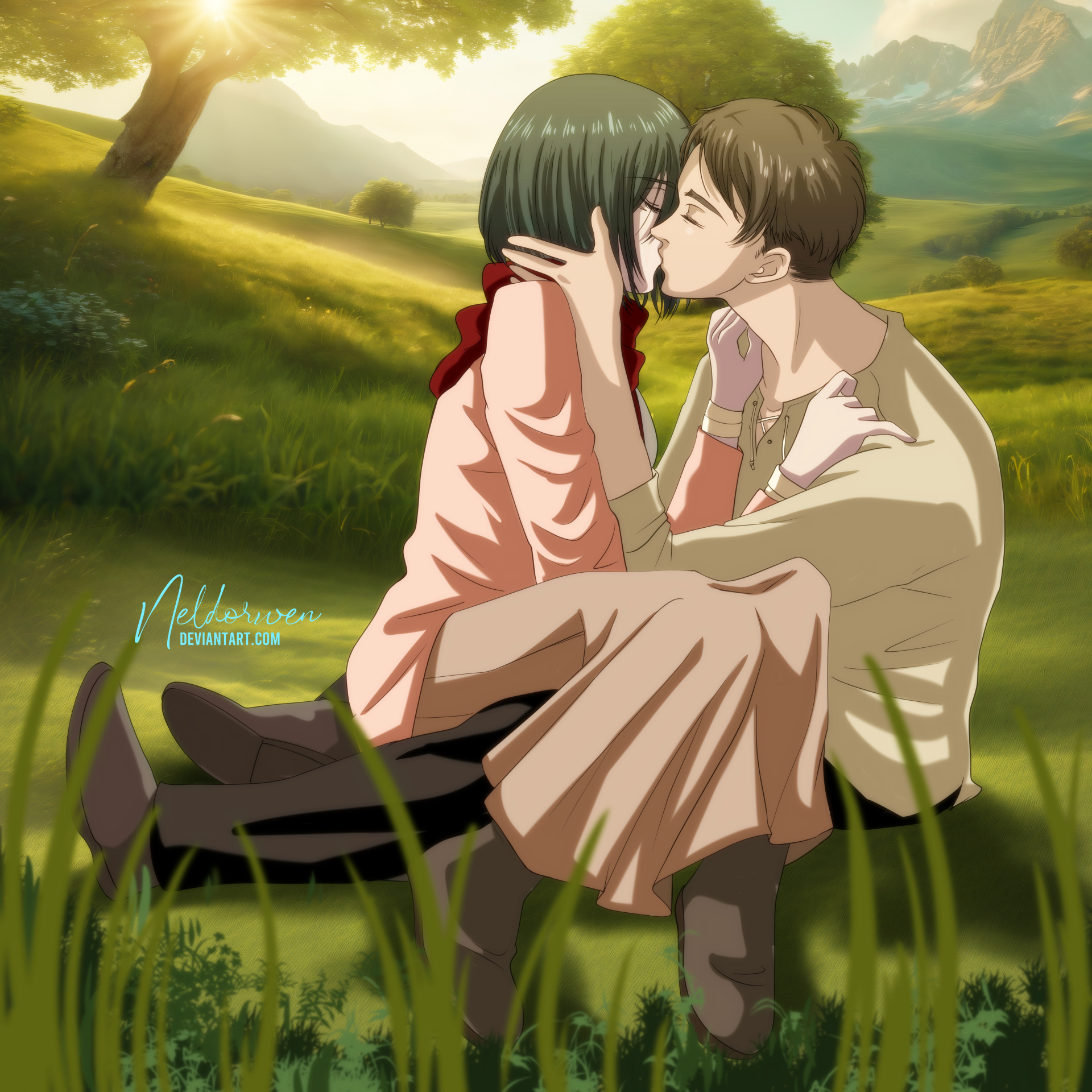 Anime Kissing Couple Render by ElvaScar on DeviantArt