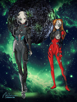 Commission - Rei and Asuka Borg