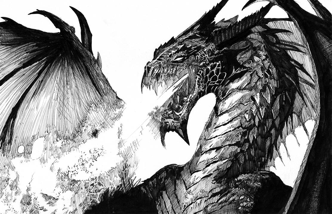 INKED FIRE BREATHING RED DRAGON by WascawwyWabbit on DeviantArt