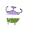 a silly kitty mouth with a genderqueer pride tongue hanging out