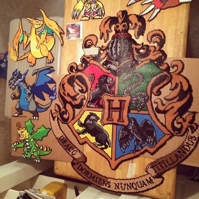 Hogwarts Crest Perler Art 