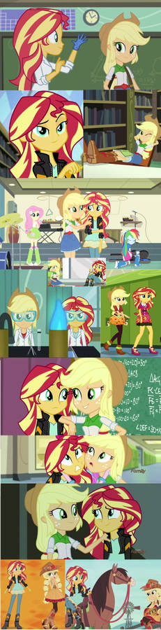 Applejack  Sunset Shimmer Love  Collage