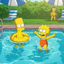 Bart Simpson and Lisa Simpson Swimming