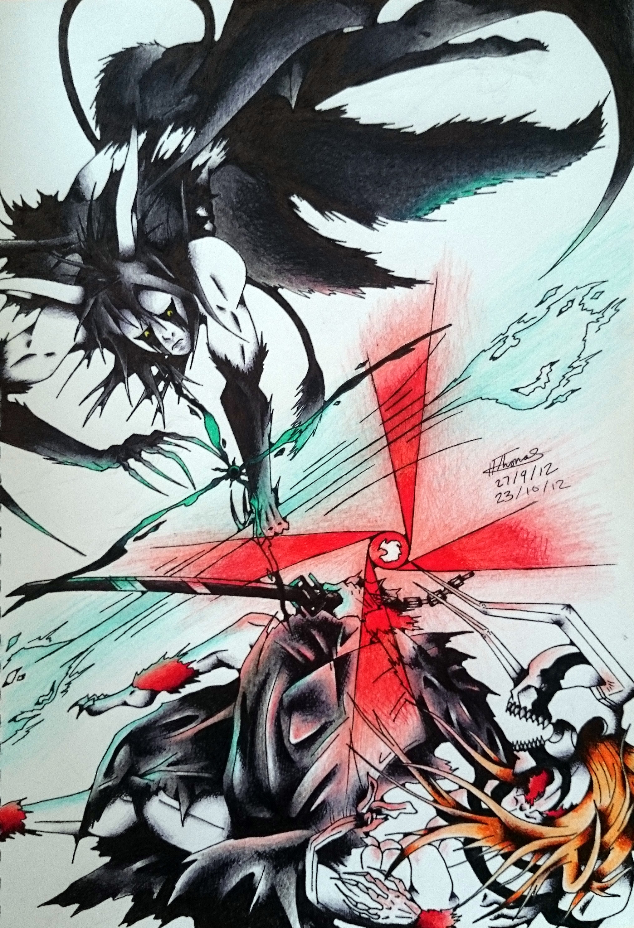 Vasto Lorde Ichigo vs Ulquiorra drawing I did. Let me know what you th