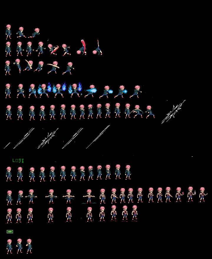 Sprite sheet itadori swl by spiderdavi on DeviantArt