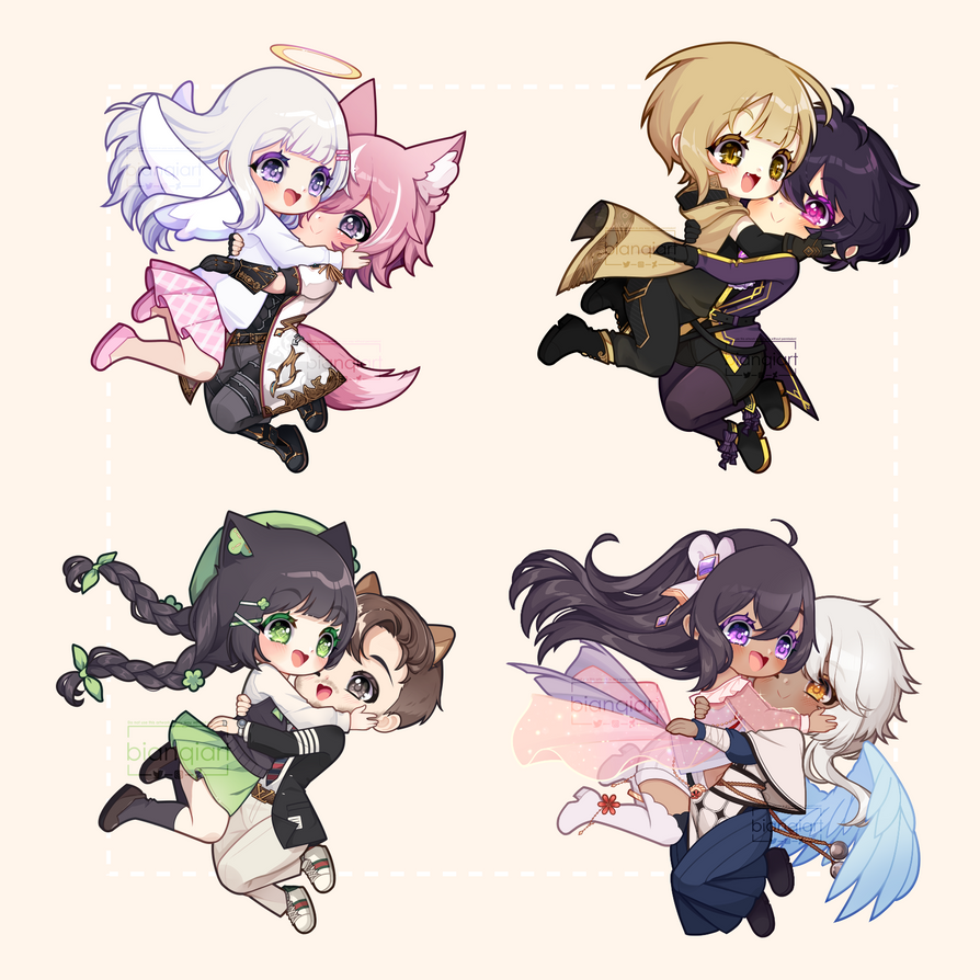 C: Chibi Hug Batch 3 by bianqiart on DeviantArt
