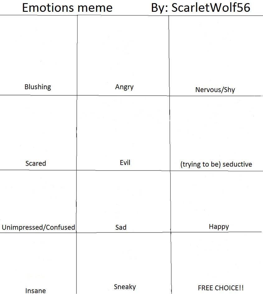 emotions meme (blank version) by ScarletWolf56 on DeviantArt