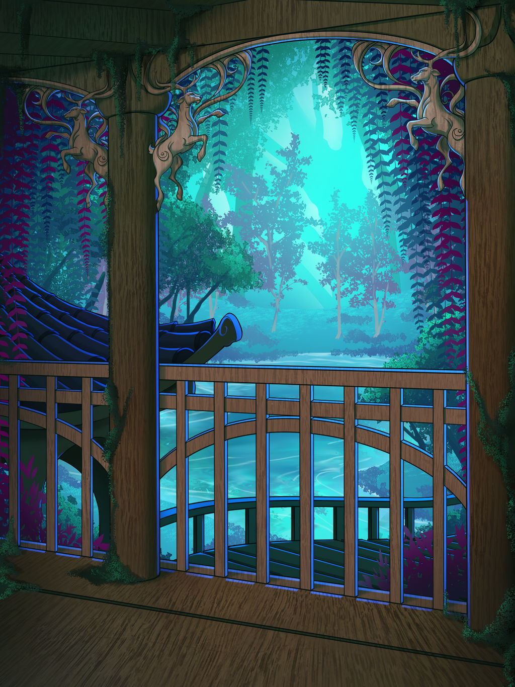 Free Background - Ashenvale Lakehouse by artofcarmen