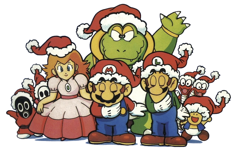 Club Nintendo Christmas Illustration SMB2 Cast by PaperBandicoot