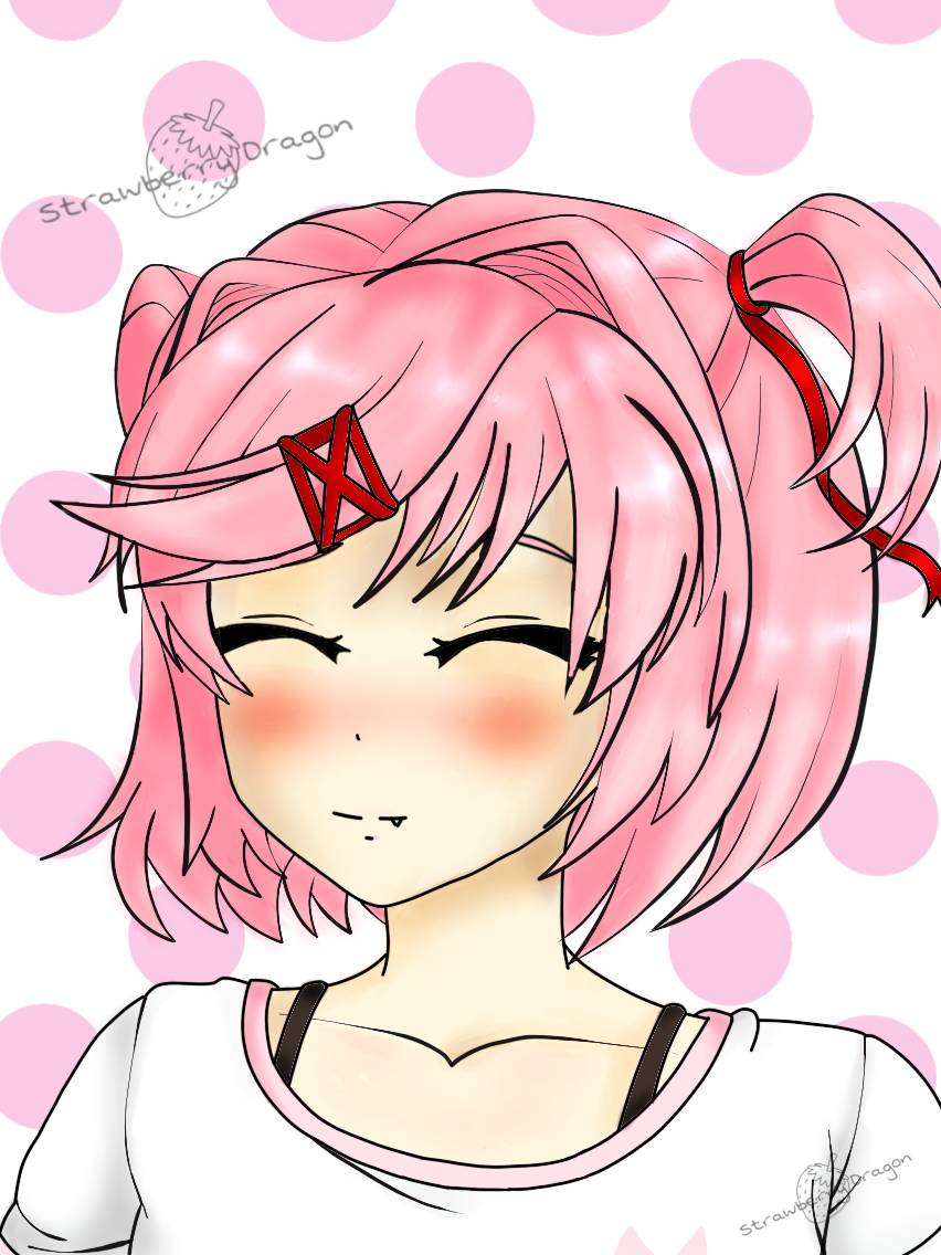 Natsuki Simple Natsuki Happy by StrawberryDragonArt on DeviantArt