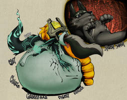 Midna eating Wolf Link