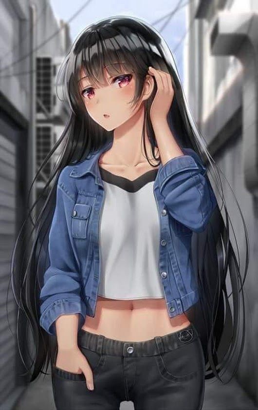 anime girl with beautiful hair