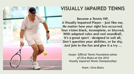 Tennis poem Visually Impaired Tennis - Clive Blake